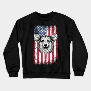 Patriotic Corgi American Flag Crewneck Sweatshirt